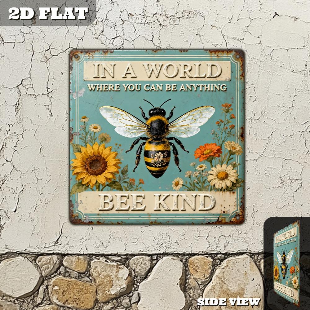 

Vintage Metal Bee Kind Wall Sign Retro Decorative Plaque for Home Garden Cafe Gift 20x20cm(8x8inch)