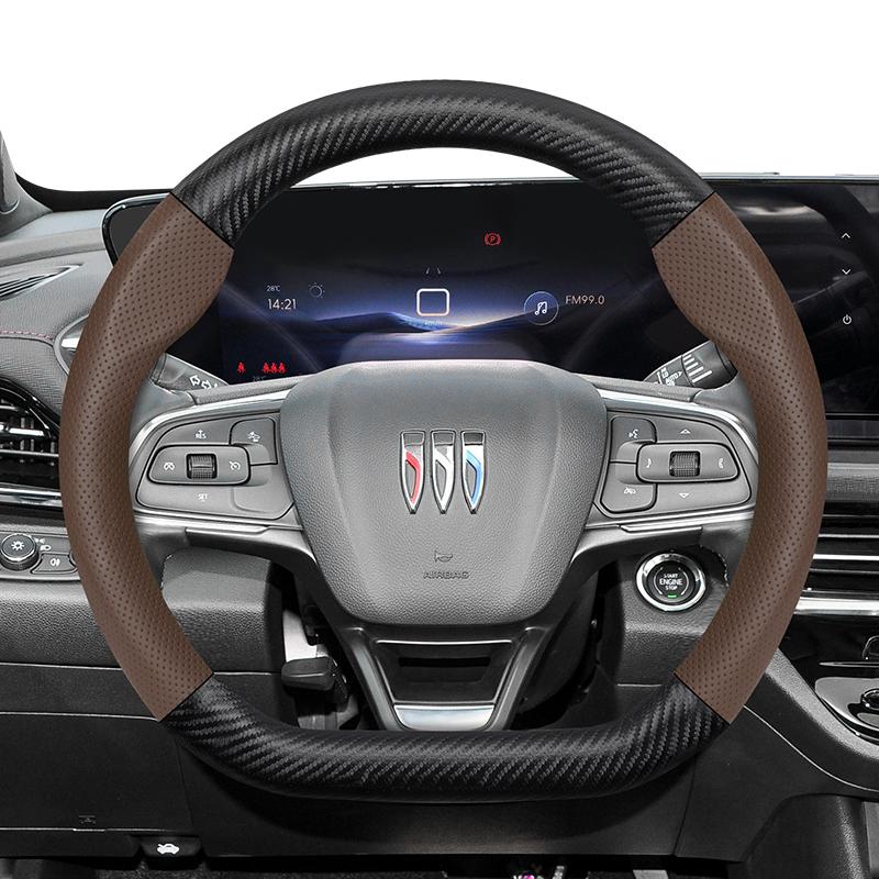 Suitable for Buick Perforated Leather Matte Carbon Fiber Texture Steering Wheel Cover Encore GX Envista Envision Enclave Black