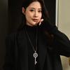 Korean Style Long Sweater Chain With Key Pendant For Women Gift