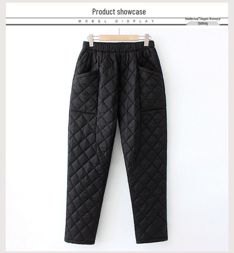 Women's Plus Size Warm Cotton Winter Pants for Middle-Aged and Elderly