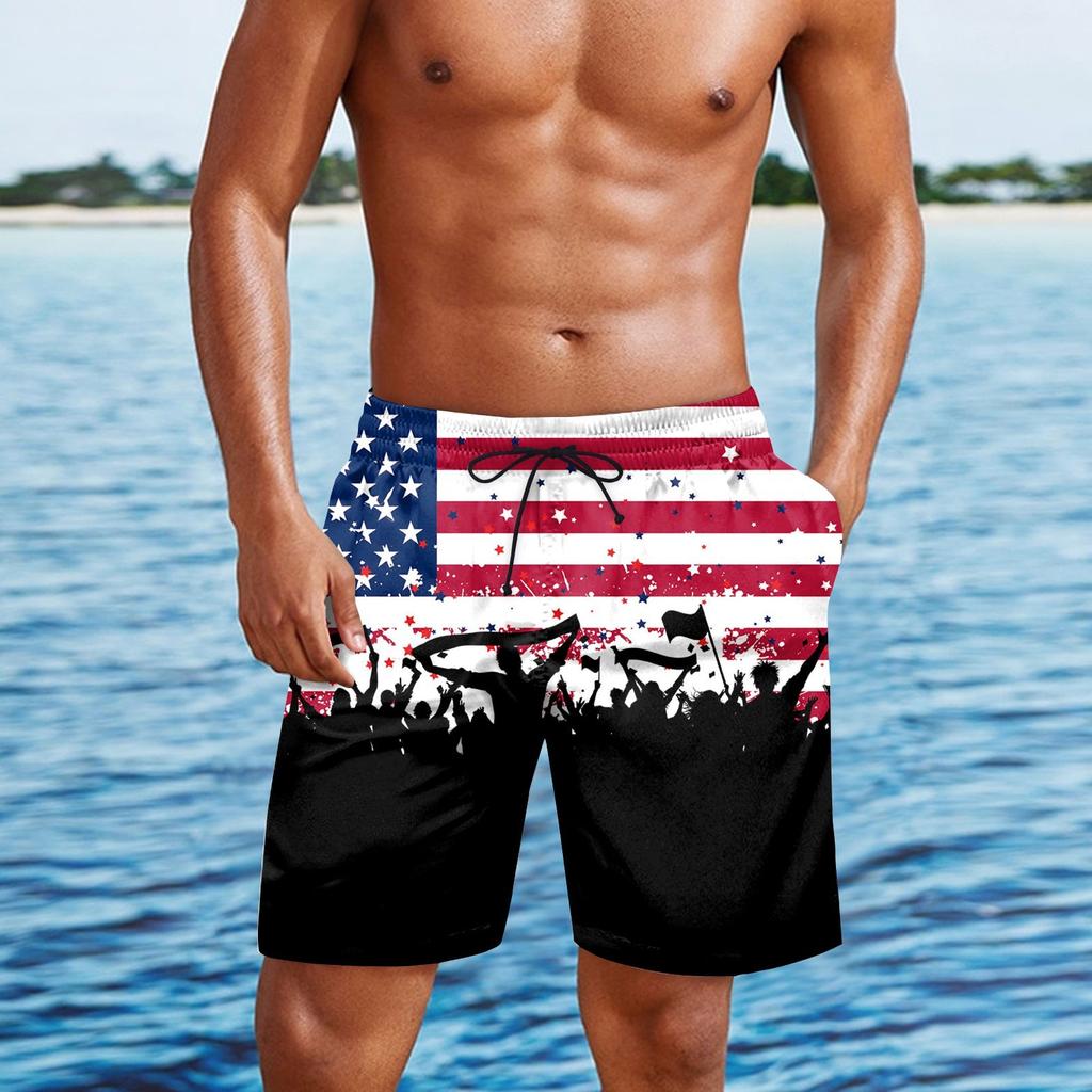 Pánské šortky s potiskem Dne nezávislosti Ležérní módní šortky Pánské volné prodyšné šortky s potiskem
