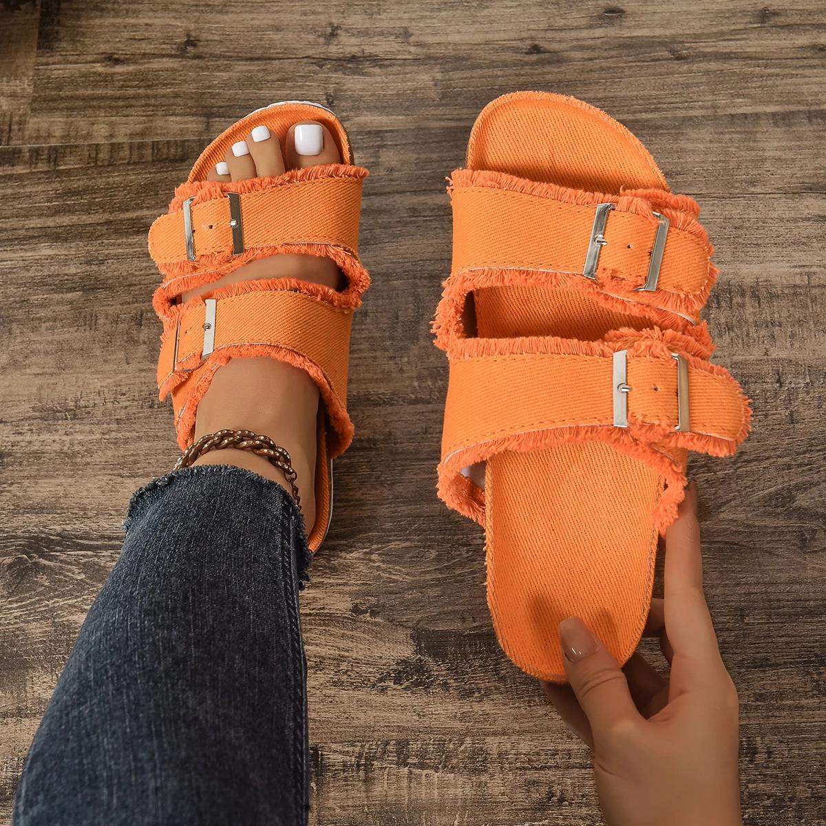 

Модные ретро джинсовые сандалии на платформе для женщин летние с регулируемой пряжкой дизайнерские короткие массивные туфли-лодочки летняя мода женская обувь сандалии 43 оранжевый