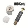 10/20/50/100 Set Viti per Mobili Connettore Tre-in-Uno Bullone Collegamento Laterale 15x12mm Raccordo a Camme Tassello Dado Pre-inserito Per Armadio Guardaroba