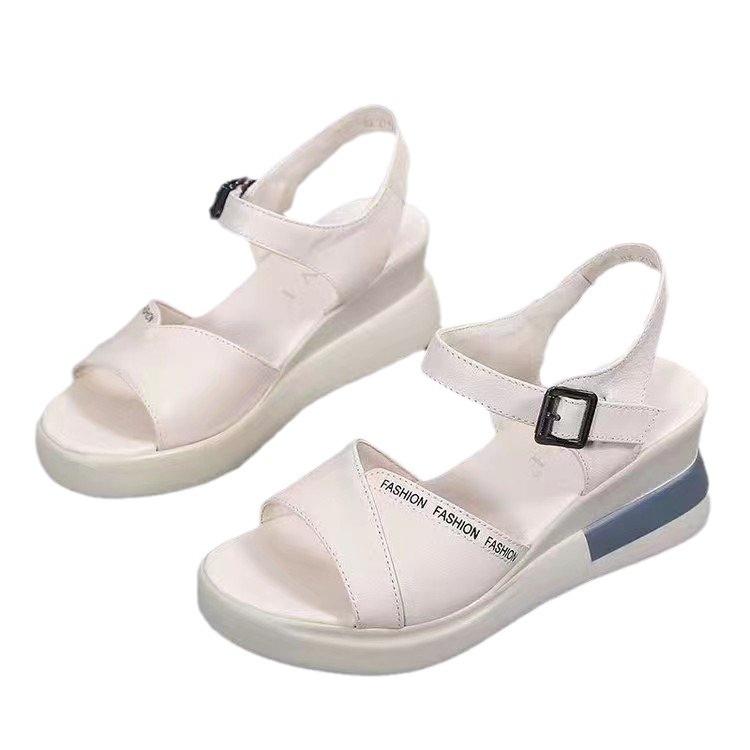 Wedge Platform Sandals for Women 2024 Summer New Roman Sandals Thick Sole Casual Open Toe Middle Heel Fish Mouth Beach Sandals