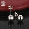 Charm 925 Sterling Silver Smooth Round Bead Stud Earrings For Women Party Birthday Christmas Fashion Elegant Jewelry Accessories