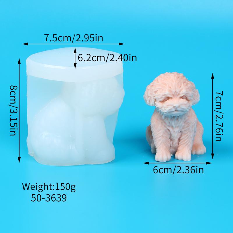 

3D Teddy Silicone Candle Mold Dog Pet Puppy Soap Aromatherapy Ornament Wax Clay Plaster Epoxy Resin Molds Home Decor