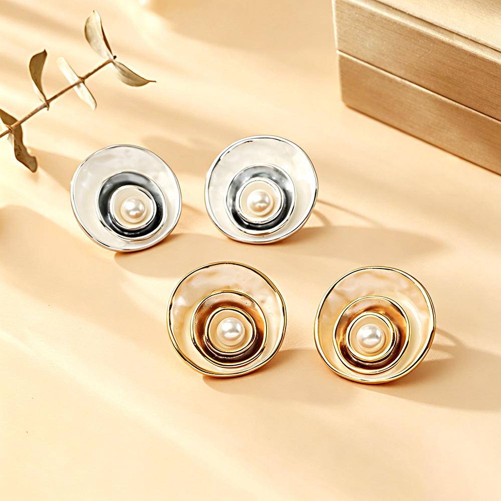Multi Layer Spiral Coil Drip Oil Earrings, Geometric Circular Earrings, Light Luxury and Niche Earrings