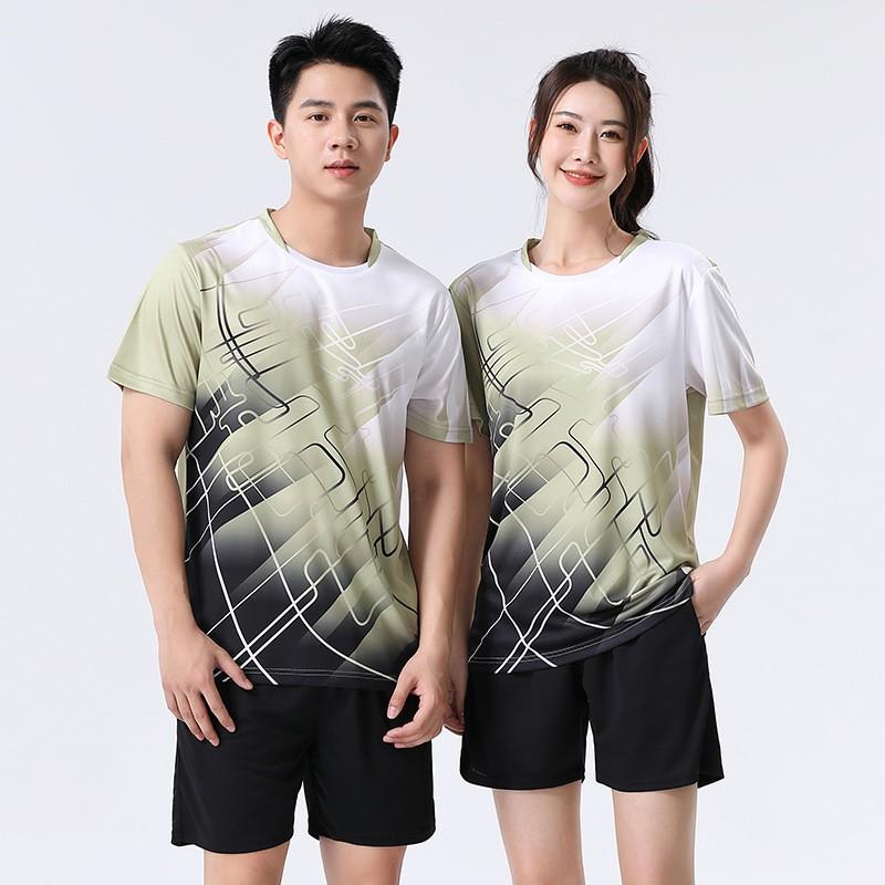 Unisex Quick-Dry Sport Set Running Tennis Volleyball Training Competition Soft Breathable Short Sleeve Athletic Outfit