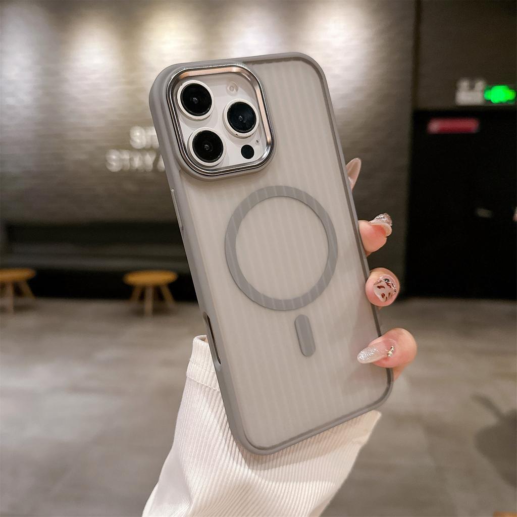 Applicable to iphone16 corrugated skin feeling mobile phone case twill magnetic suction Apple 15ProMax matte anti-drop protective cover