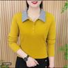 Women's Spring Fashion Fake Two-piece Shirt Collar All-match Long-sleeved T-shirt Top