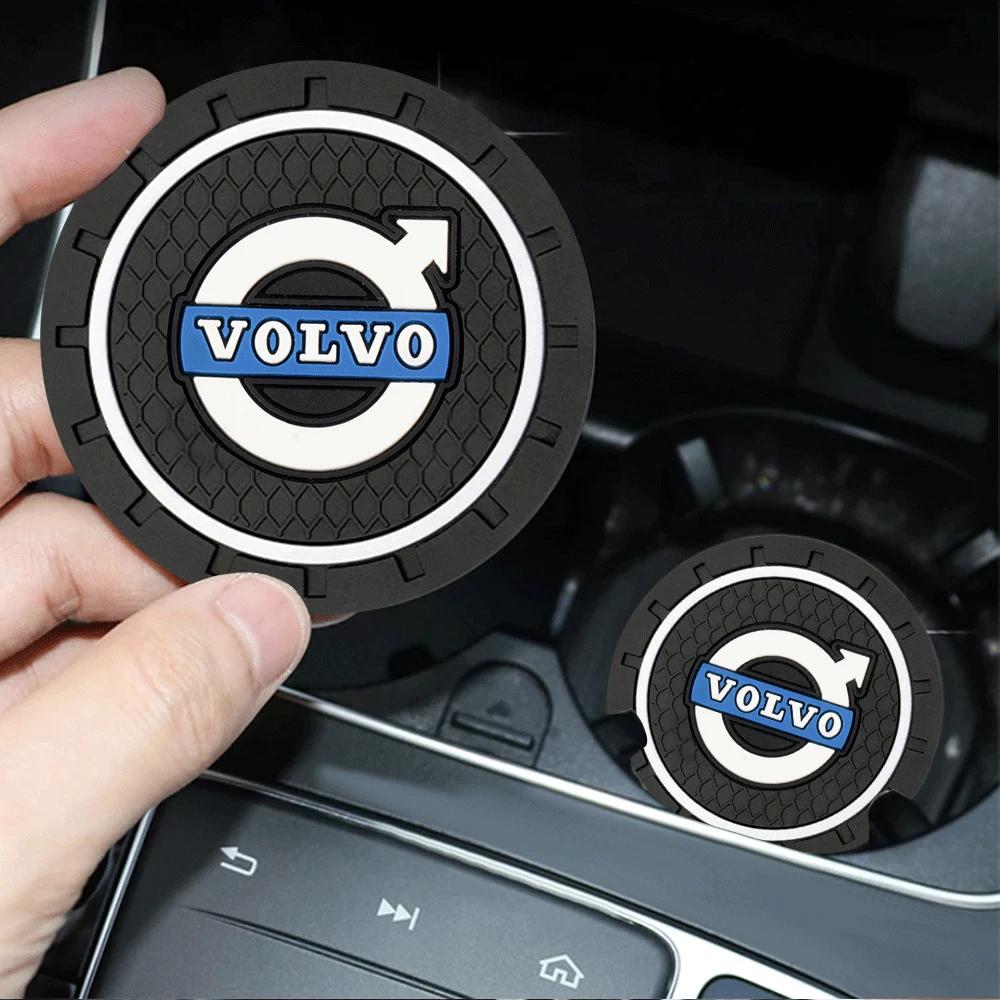 PVC Car Logo Car Coaster Water Cup Anti-Slip Silicone Pads Skull Badge Emblem Tools for Volvo XC40 XC60 XC70 XC90 C30 C70 S60