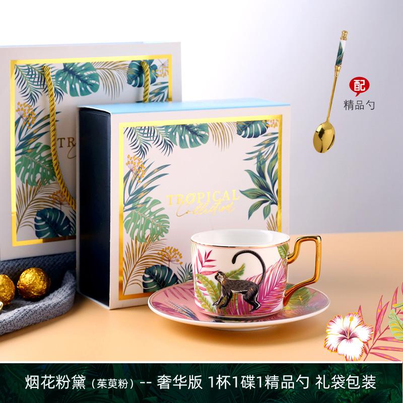 220ml Ceramic Coffee Cup Saucer Creative Flower Bird Mug Exquisite Afternoon Tea Flower Tea Coffee Cup Home Breakfast Milk Mug