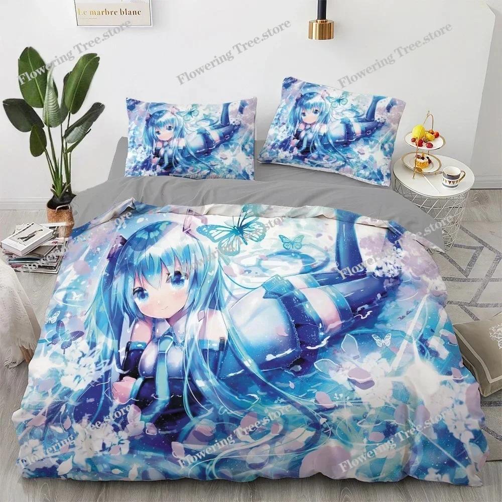 Anime kawaii Pościel Zestaw Japonia Anime loli Poszewka na kołdrę Zestaw Dziecięca Sypialnia Kreskówka 3D Drukowana Poszewka na kołdrę Sypialnia Prezent