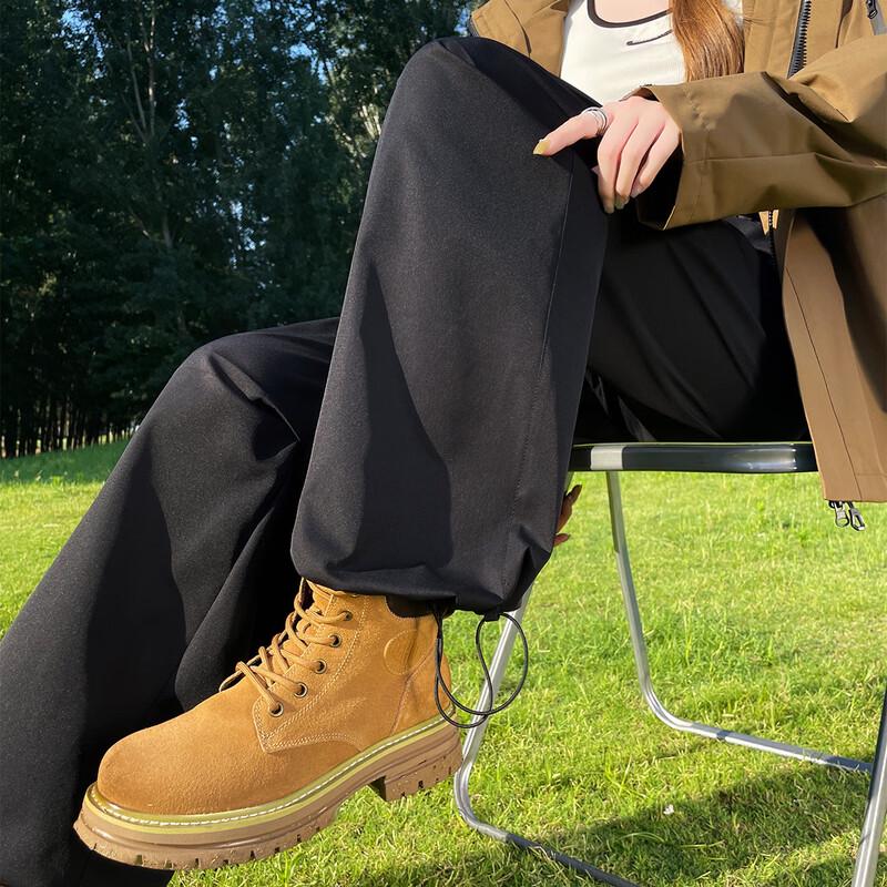 Handu Yishe Women's DuPont Triple-Proof High-Waist Wide-Leg Cargo Pants