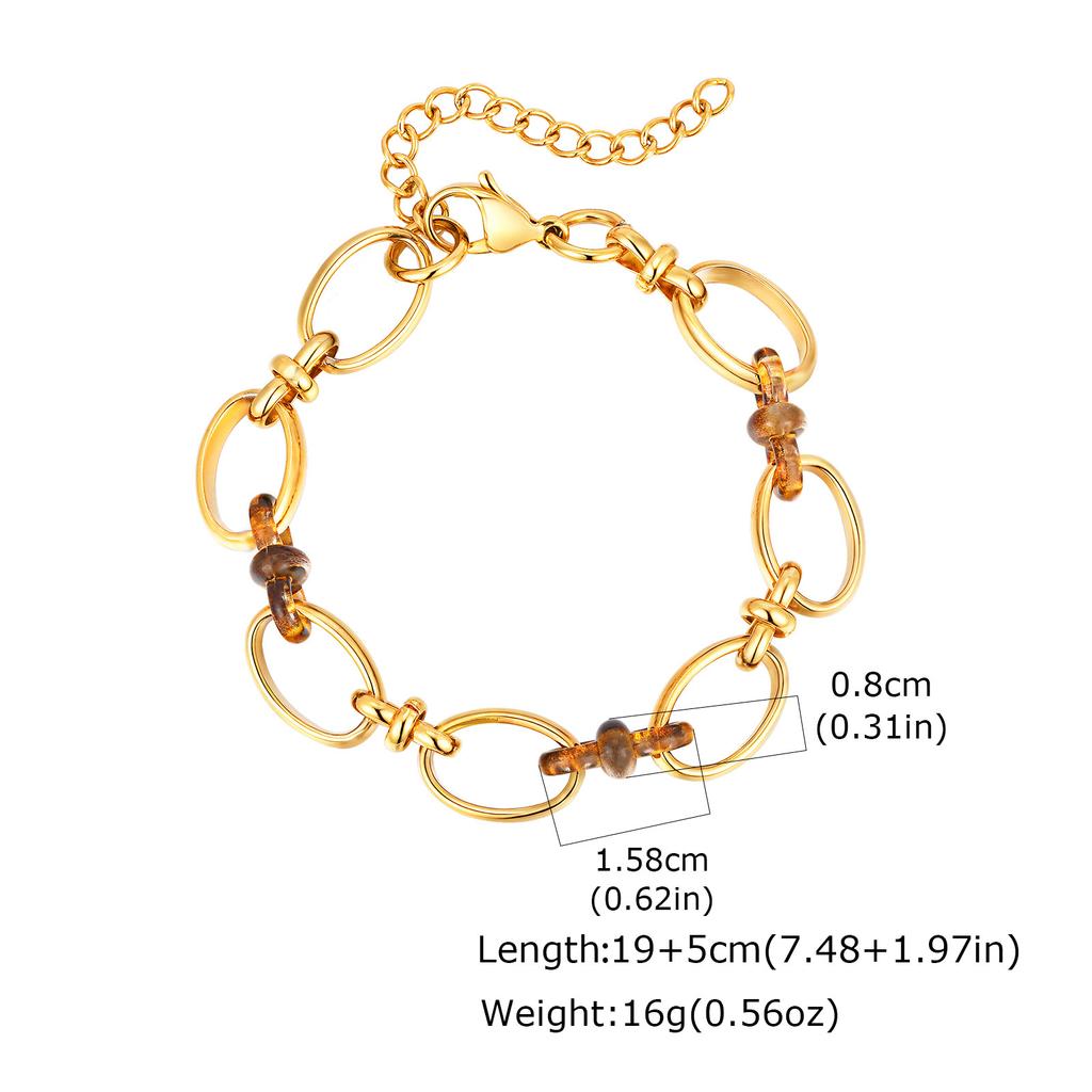 Chunky Chain Bracelet for Women, Adjustable Stainless Steel Thick Link Gold Plated Bracelets, Statement Jewelry Non Tarnish