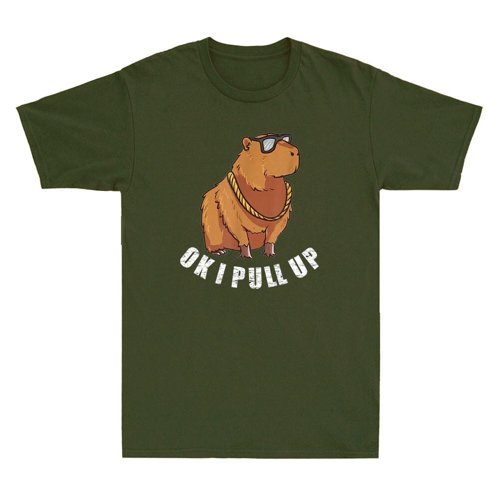 Ok I Pull Up Funny Capybara Glasses Dank Meme Novelty Unisexs Short Sleeve Tshirt