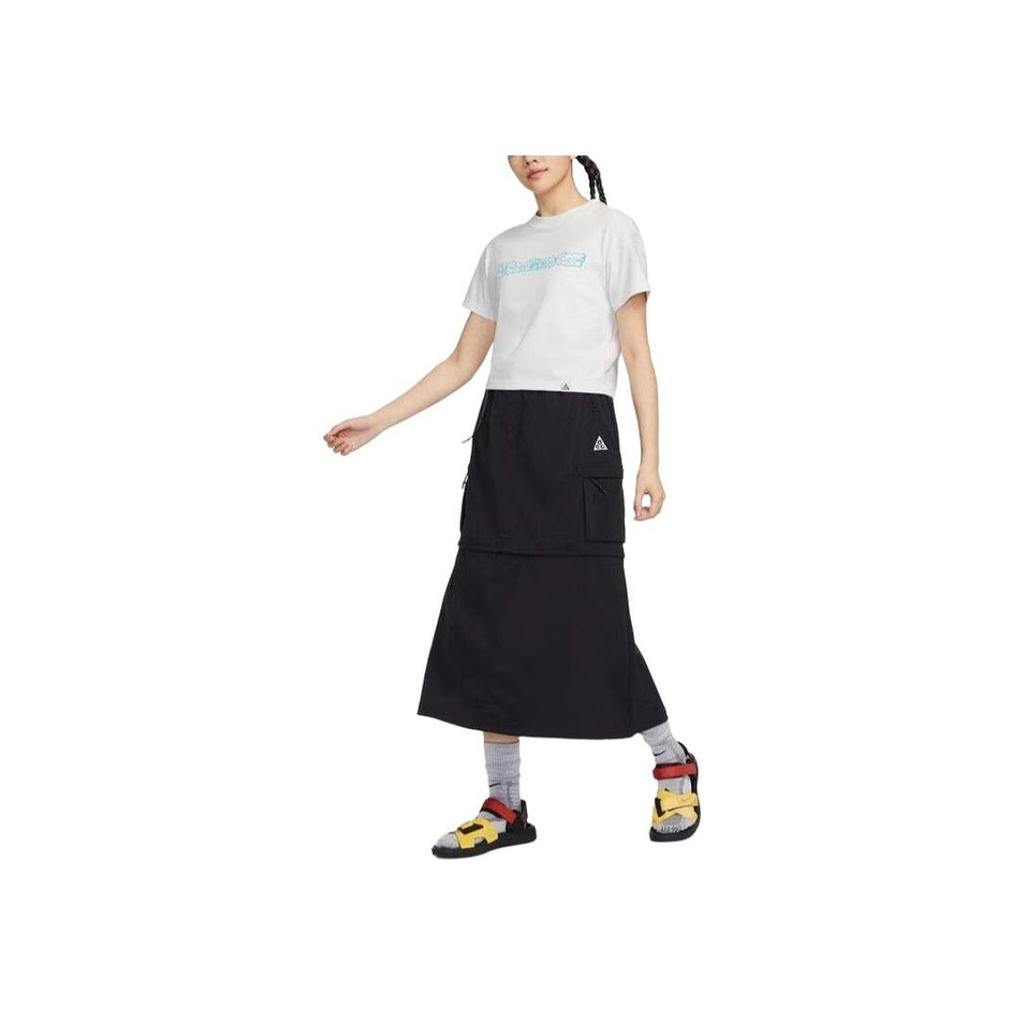 Nike Acg Collection Solid Color Cargo Waterproof Detachable Zipper Casual Long Skirt Women Bottoms Black FN1970-010