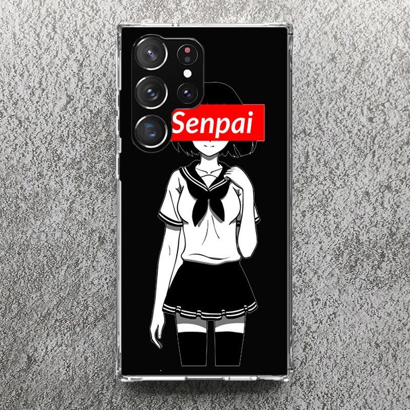Sugoi Senpai Japanese Anime Waifu Print Soft Case for Samsung Galaxy S25 Edge S24 S23 S22 Ultra S21 Plus S20 FE Phone Shell S10