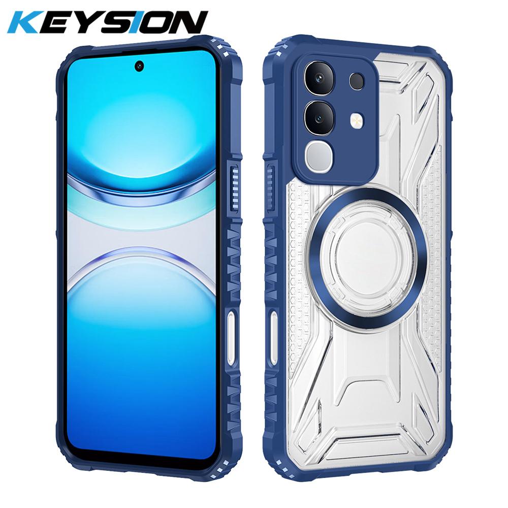 KEYSION Průhledný magnetický kryt pro VIVO Y29 4G Měkký silikon+PC Odolný Nárazuvzdorný Zadní kryt telefonu pro IQOO Z10X 5G