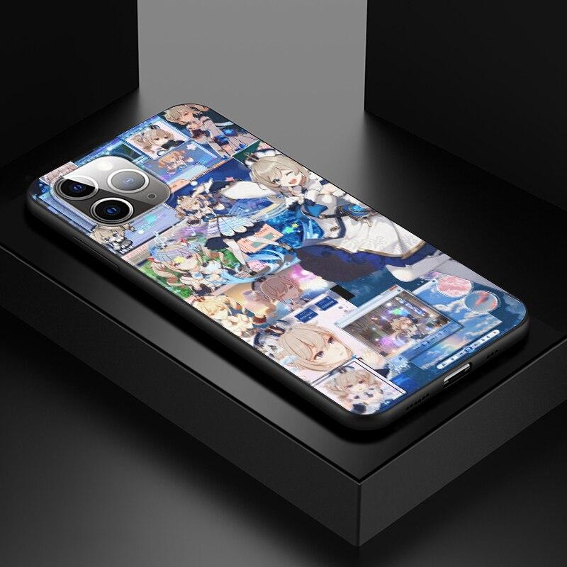 Genshin wpływ na Apple iPhone 13 12 11 SE XS XR X 7 8 6 5 S mini Plus Pro MAX 2020 miękki czarny futerał na telefon