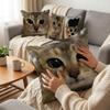 Humorous Animal Quirky Cat Print Cushion Comical Cat Face Decor Pillow  Pet Lover Decor