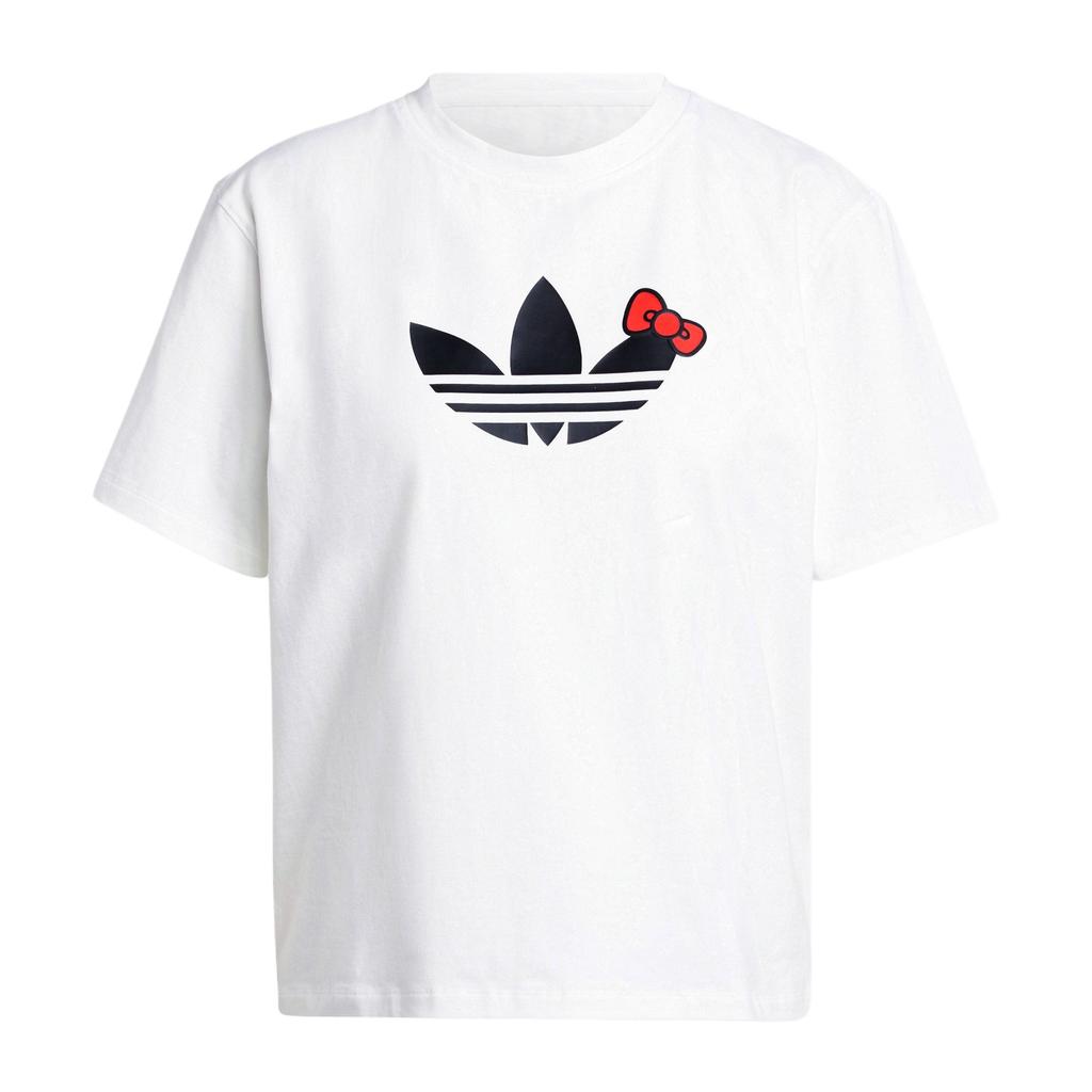 Adidas Hello Kitty Trefoil Boxy T-Shirt With Brand Logo Print Women Tops White IX7880