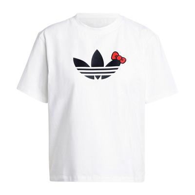 Hello Kitty Trefoil Boxy T-Shirt With Brand Logo Print Women Tops White IX7880