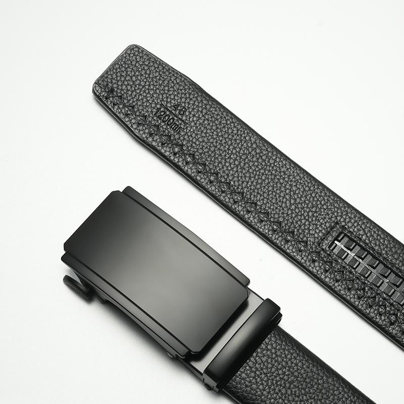 Men's Belt Trendy Versatile Leather Automatic Buckle Belt Business Casual Simple Middle Aged and Young Trousers Belt