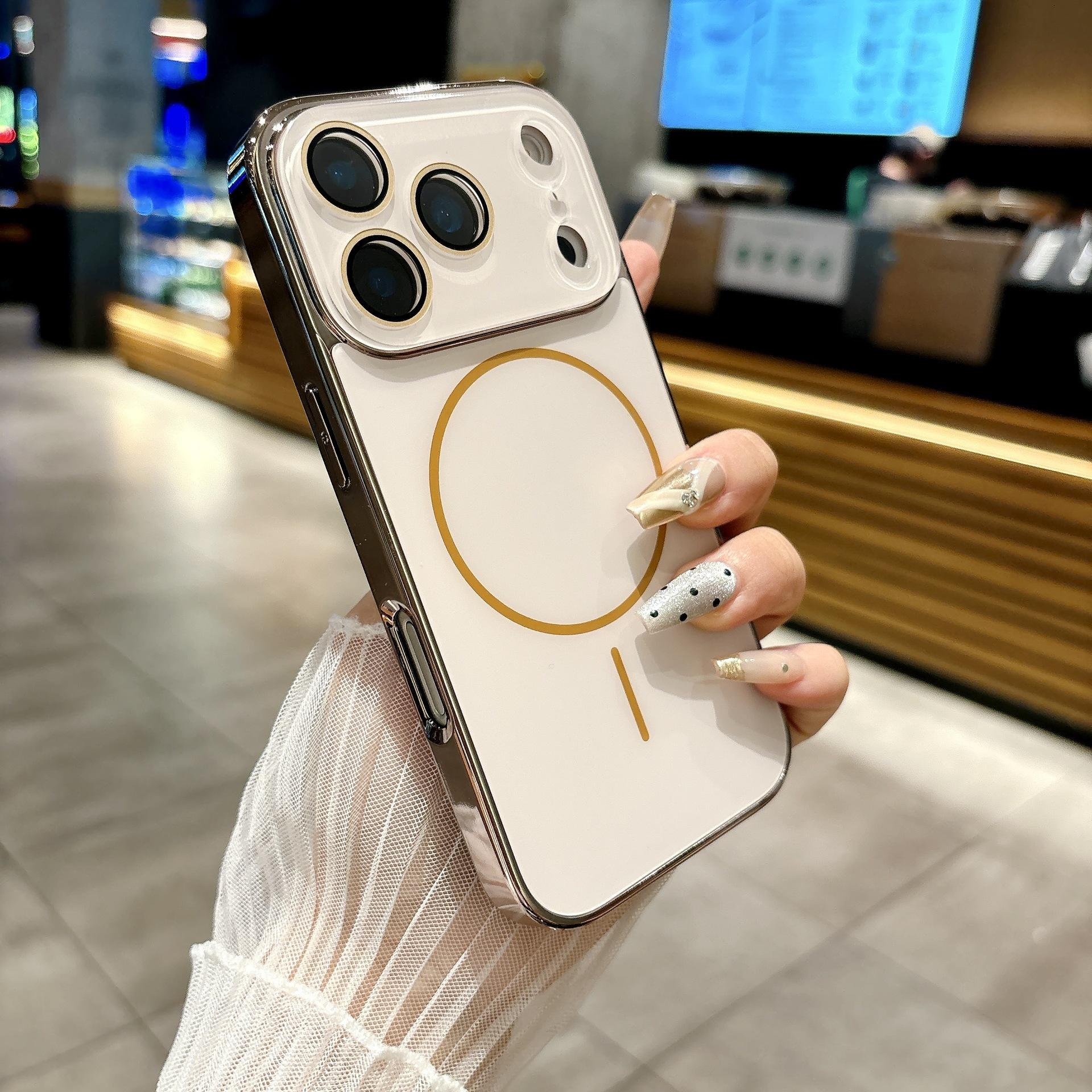 

Electroplated AG Matte Finish Is Suitable for IPhone17 Promax Phone Cases Thin ring Magnetic Attraction Apple 17 Full Cover Lens Film 16 iPhone17