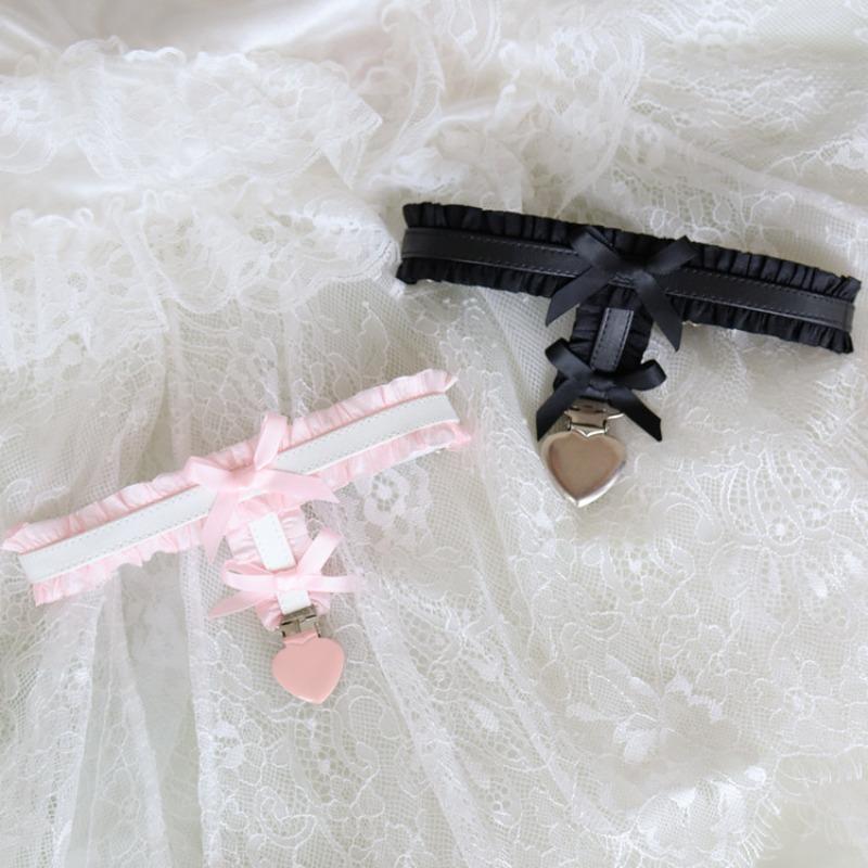 Sweet Korean Fashion Sexy Girl Necklace Choker Lace Bow Ribbon Lolita Leg Rings Band Sweet Multifunctional Fashion Lace Strap