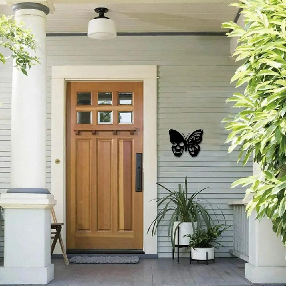 1 шт. Металлическое настенное искусство в виде черепа с декором в виде бабочки – — фото 6