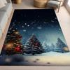 Winter Wonderland Rug, Christmas Tree Design Carpet for Festive Home Decor, Snowy Night Theme Floor Mat