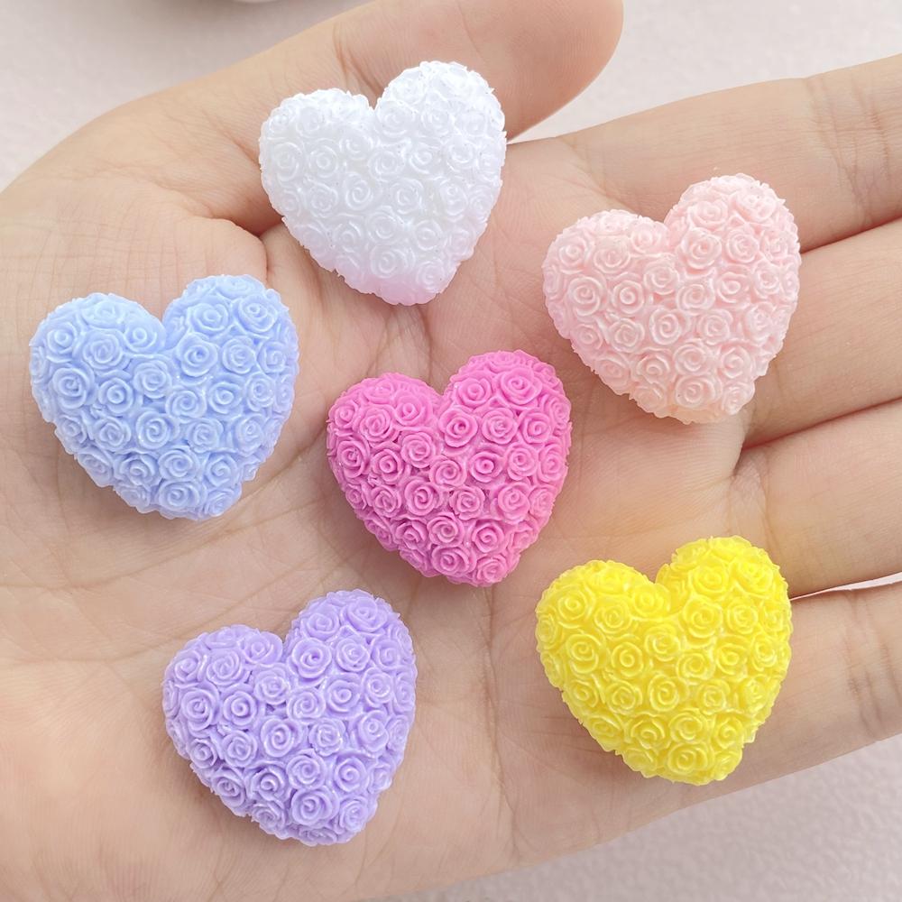 

Resin Colorful Cartoon Rose love Flatback Stone 6PCS DIY Christmas Halloween Decor Figurines Scrapbook Accessories