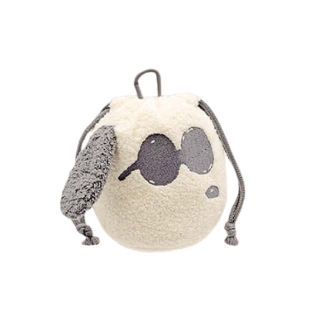 Marimo Craft Snoopy Fluffy Face Drawstring Bag - Joe Cool - Approx. W145 X H145 X D85mm - SPCQ-521