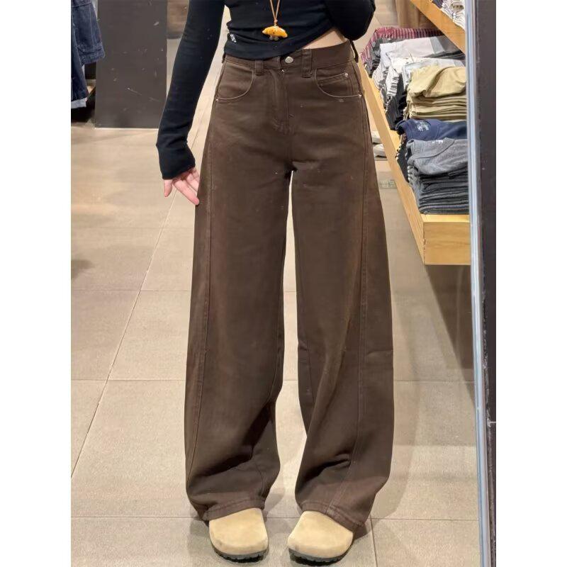 

Women s Wide-Leg High-Waisted Jeans - 2025 Autumn/Winter Slimming Straight Floor-Length Pants S