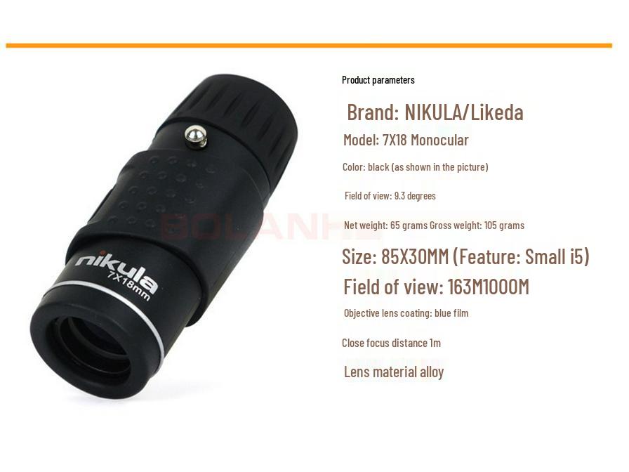 Nikula 7x18 Tragbares Monokular-Teleskop mit Nachtsicht bei schwachem Licht