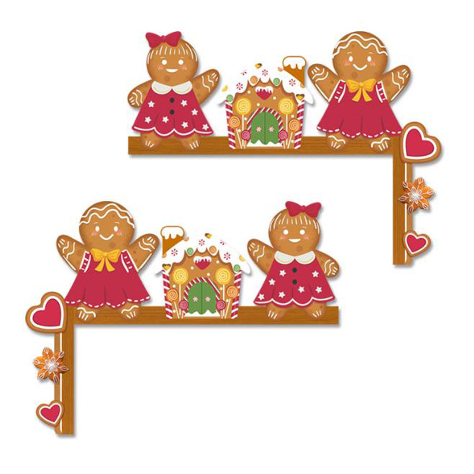 

2 шт. Рождественский пряничный человечек деревянный декор дверного проема рождественское украшение дверного проема для передней части помещения и улицы розовый