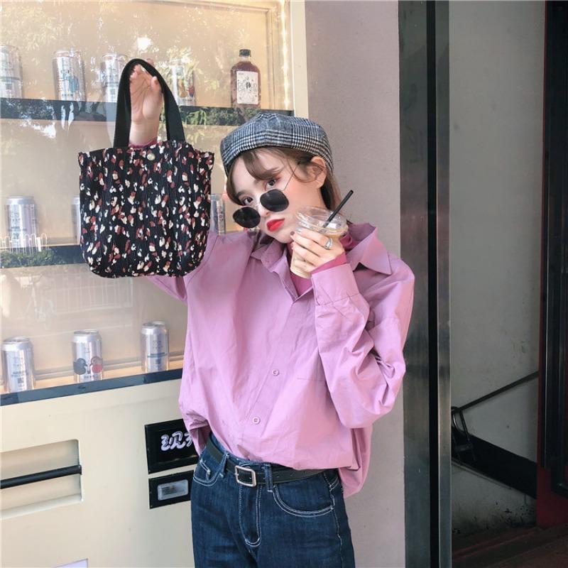 12 small fresh and cute small cloth bags women's wrinkled cloth printed handbags Bento bags