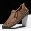 Handmade Leather Men Shoes Casual Slip On Loafers Breathable Leather Shoes Men Flats Fashion Moccasins Tooling Shoes Plus Size