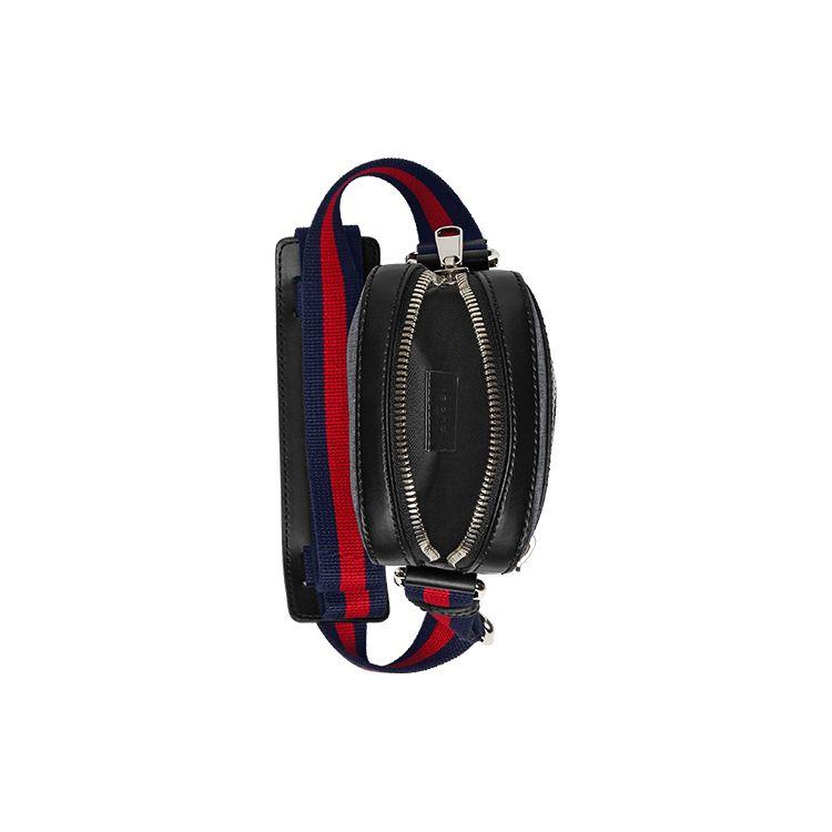 Gucci Vintage Logo Streifen Web-Canvas und Leder Umhängetasche Herren Umhängetasche Schwarz Grau 598103-K5RLN-1095