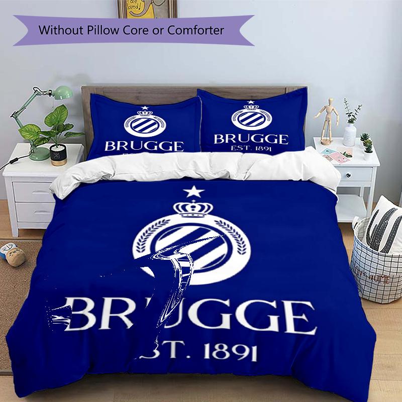 3pcs Duvet Cover Set (1*Duvet Cover + 2*Pillowcase, Without Core), Club Brugge K V Print Bedding Set, Bedroom Decor, All‑Season, Gift