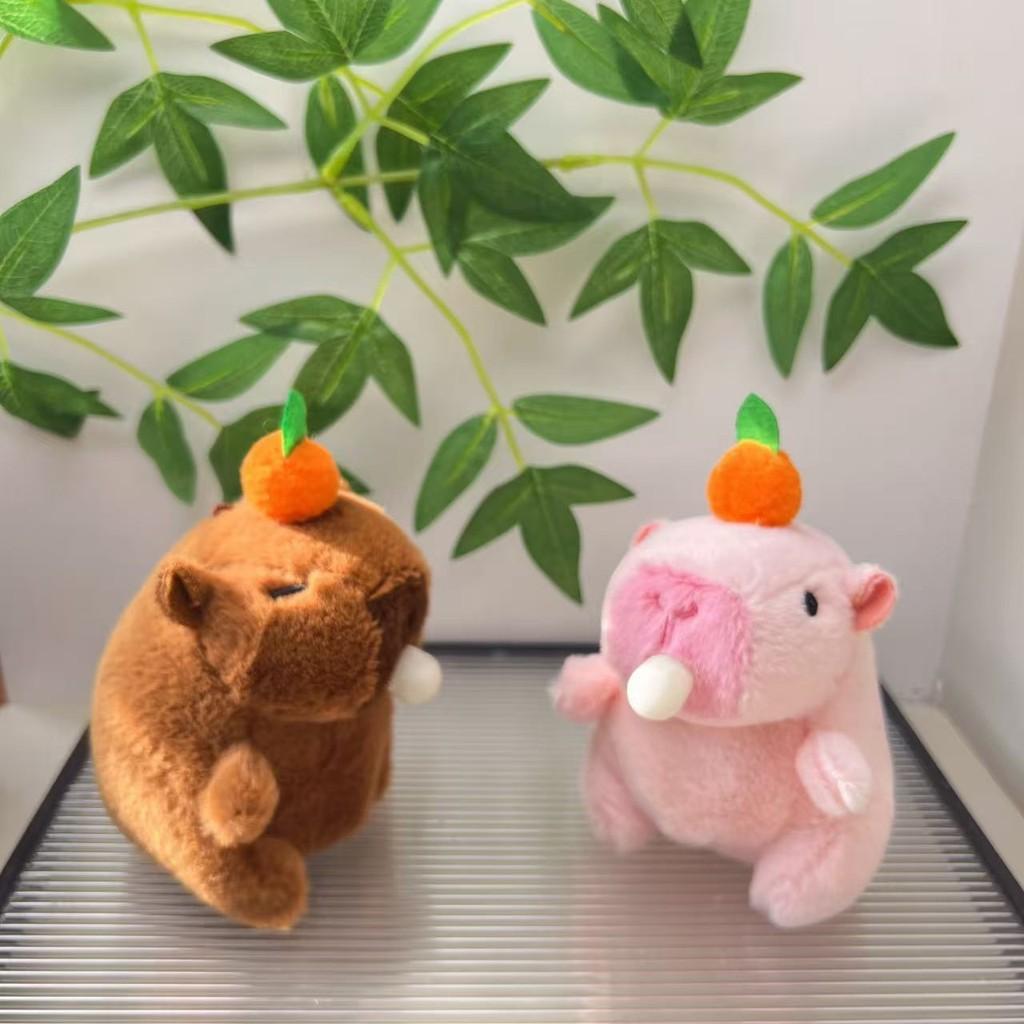 Brown Charming And Pink Capybara Plush Doll Bubble Blowing Keychain For Kids