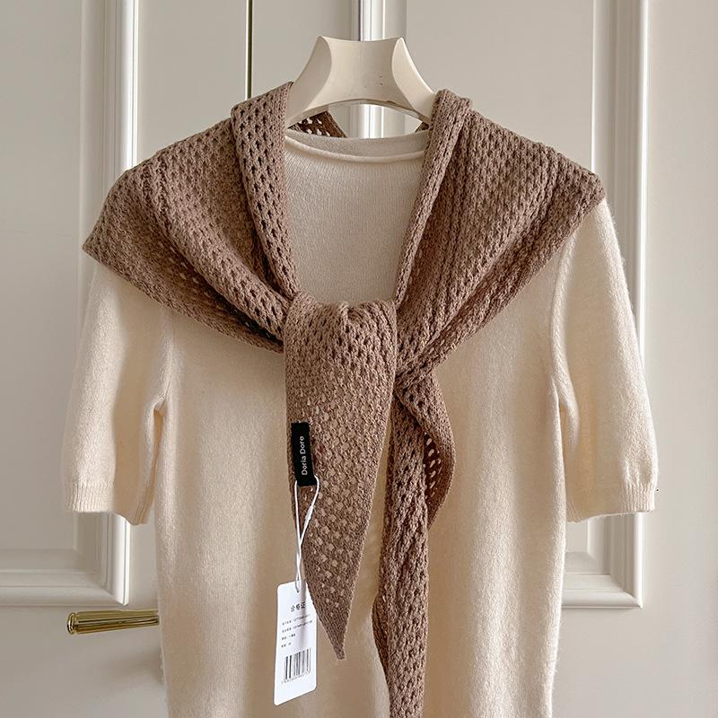 Wool Fashion Hollow Knitted Triangle Scarf Shawl With Women'S Vest Scarf High-End Skirt Waist Scarf Waist Versatile Scarves