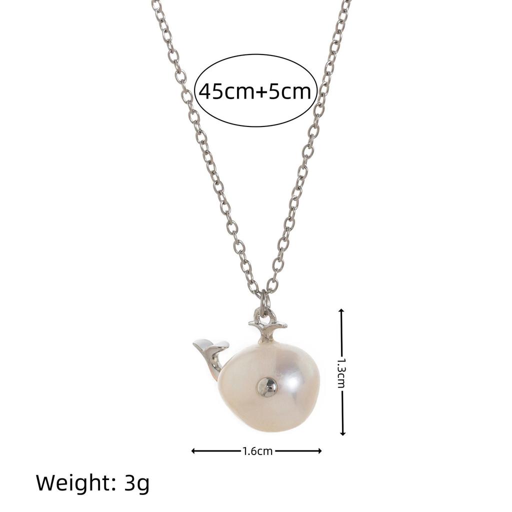 Women's Pearl Bow Pendant Necklace with Ice Cream Cone Charm