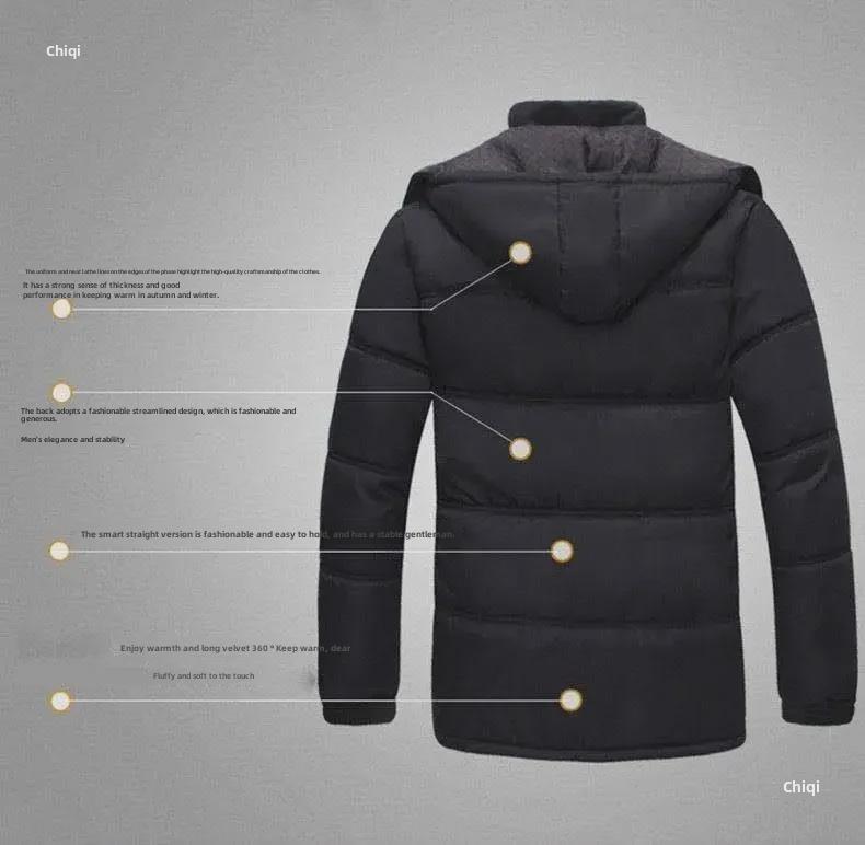 Men's Winter Cotton-Padded Jackets & Coats: Plush, Thickened, Ideal for Middle-Aged & Elderly Dads.