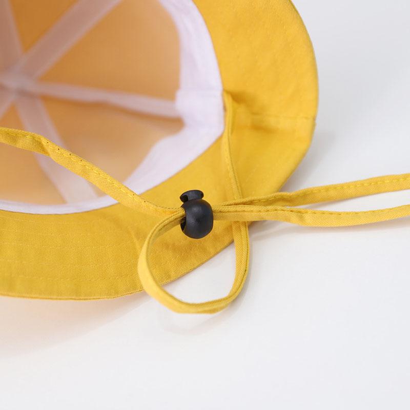 Cute Baby Bucket Hat With Sprout Spring Summer Children  Drawstring Fisherman Hat Solid Color Boys Girls Beach Panama Sun Cap