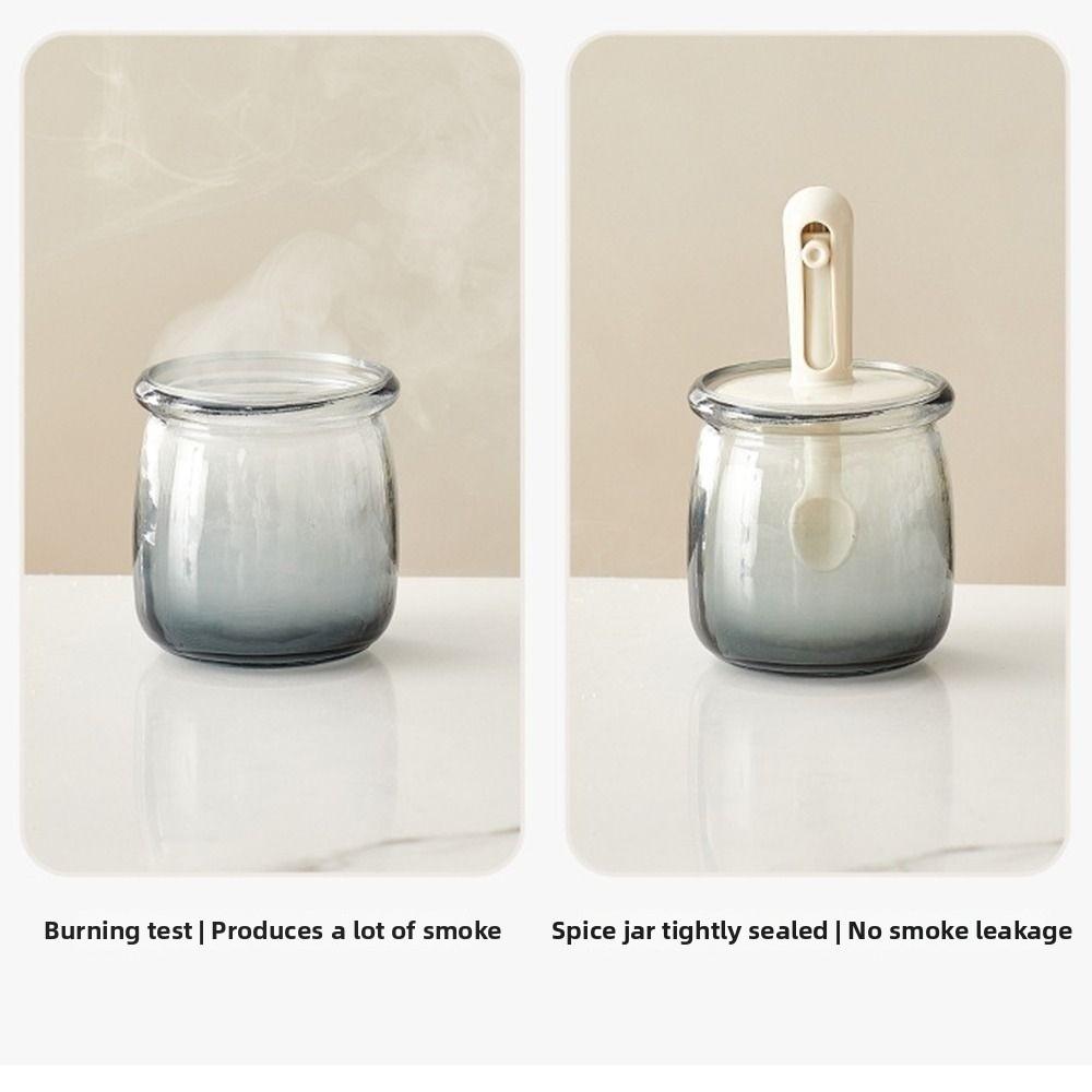Retractable Spoon Glass Seasoning Bottle Moisture Proof Salt Storage Box Spice Container Home Use