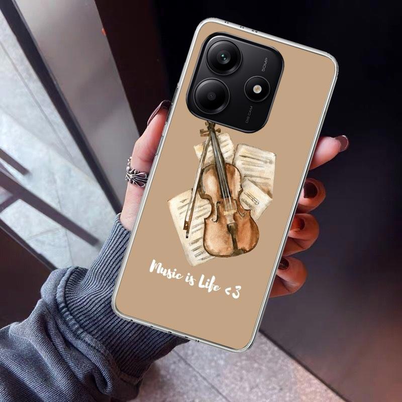 Music Violin Phone Case For Xiaomi Redmi Note 15 14 14S 13 12S 12 Pro Plus 11S 11 10S 10 4G Cover 11E 11T 5G Print Fundas Redmi