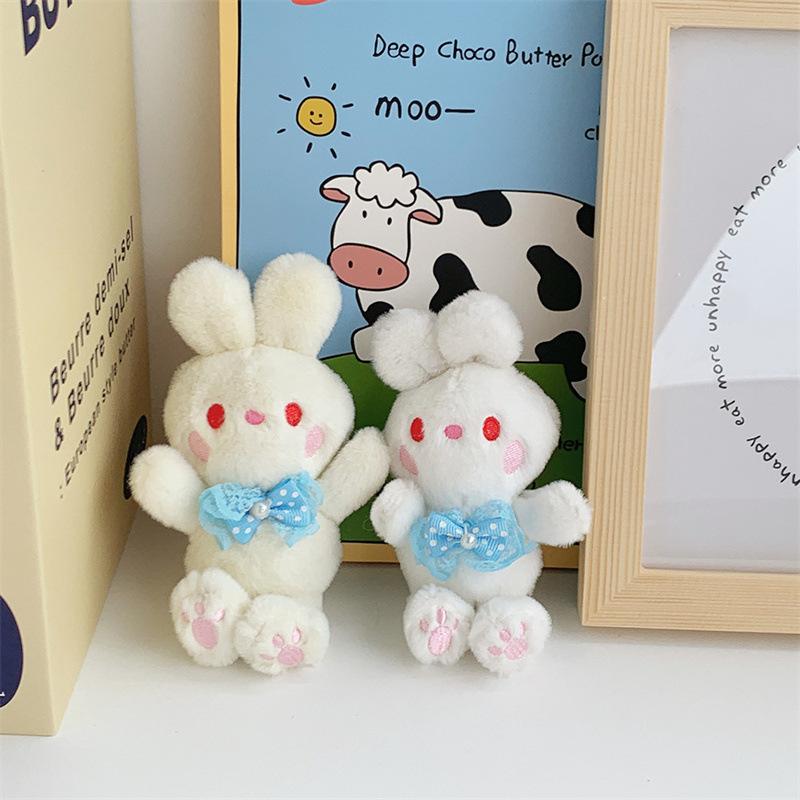Bow Baby Rabbit Plush Keychain Jade Rabbit Velvet Doll Pendant Claw Machine Children's Doll