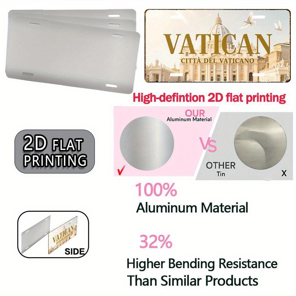 Printing, , Vatican Vintage Metal Aluminum Sign License Plate, Decorative Sign , Travel Souvenirs, Gifts for Friends, Birthday